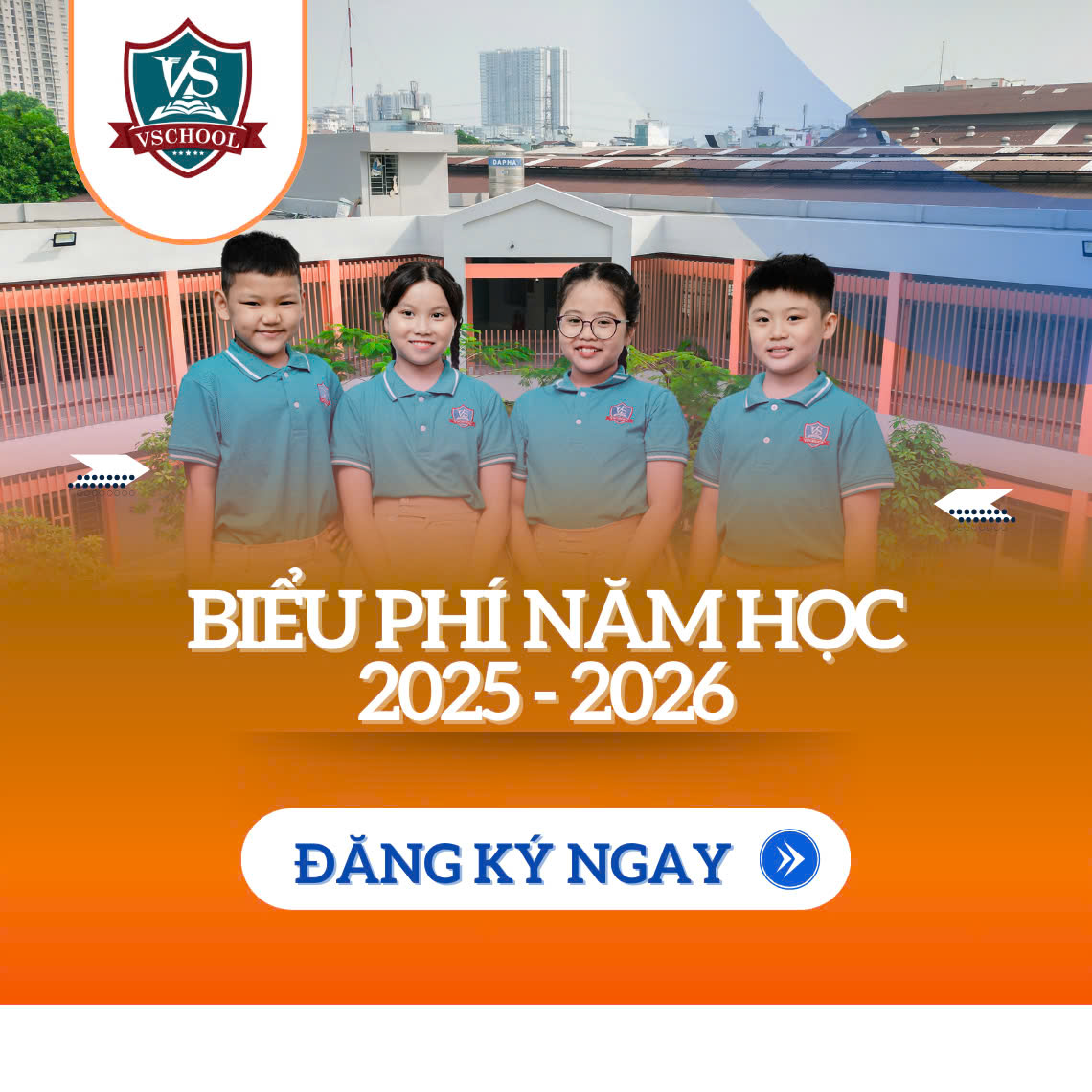 Biểu phí năm học 2025 – 2026 trường VSCHOOL