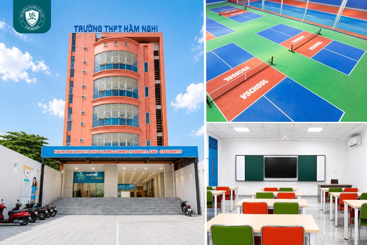 Không gian học tập tại Trường THPT Hàm Nghi, địa điểm tổ chức Ngày hội Định hướng tổ hợp môn 2026.
